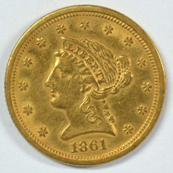 Scarce near mint 1861 US $2.50 Liberty Gold Piece
