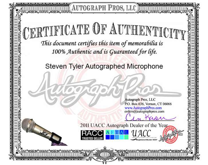 Aerosmith Steven Tyler Autographed Microphone Stand Display