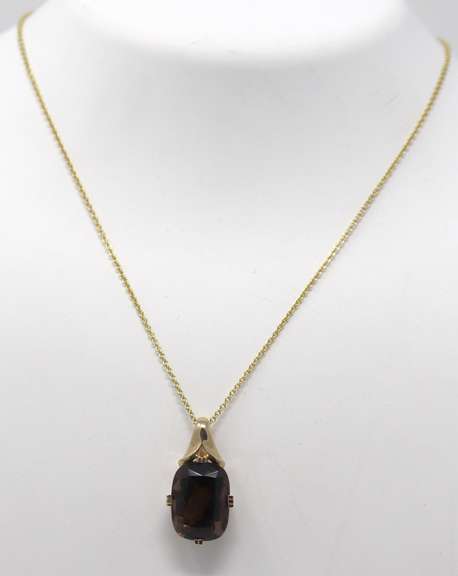 Fabulous 14kt YG Smokey Quartz Necklace