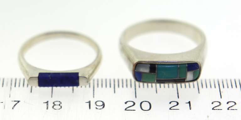 Sterling Silver Lot Of Two Lapis Ring