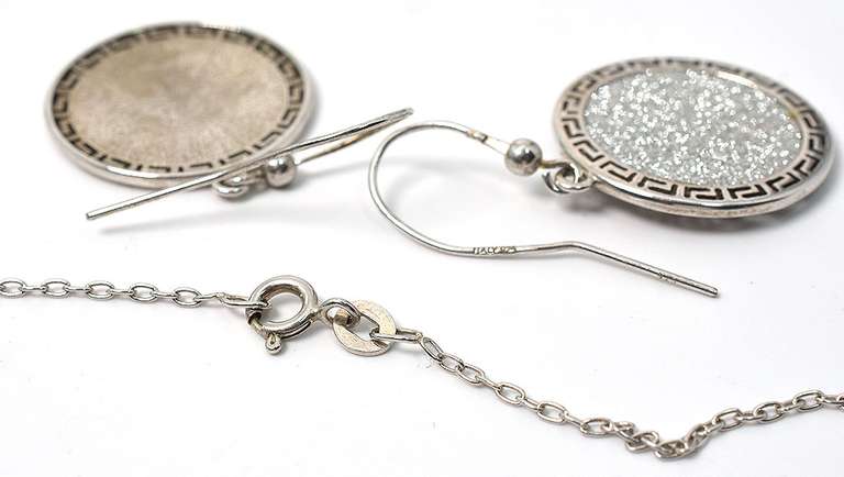 Sterling Silver Druze Set Necklace and Earrings