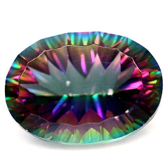 Extravagant 24.90ct concave cut Mystic Quartz