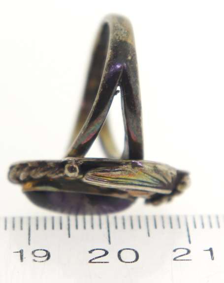Sterling Silver Purple Glass Ring