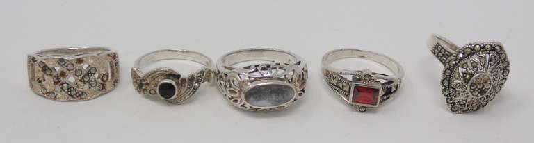 Group Lot of 5 Sterling Silver Rings