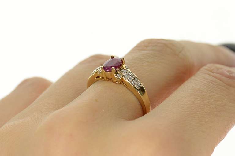 14K Yellow Gold 0.76 Ctw Natural Ruby Diamond Statement Ring