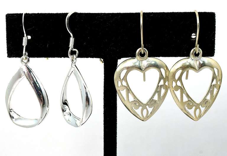 Lot of 2 Pairs of Earrings Sterling Silver