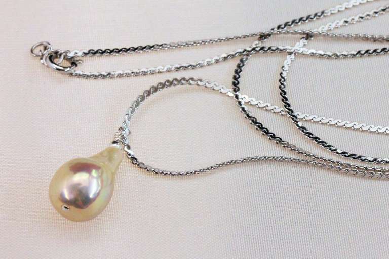 Classic Pearl Drop on Sterling Chain