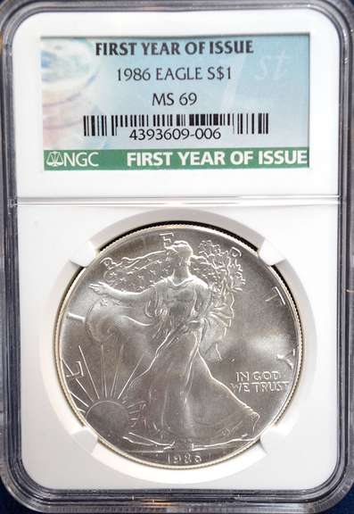 1986 Silver Eagle First Year of Issue NGC MS69