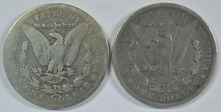 Scarce 1878-CC & 1890-CC Morgan Silver Dollars