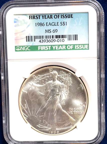 1986 Silver Eagle First Year of Issue NGC MS69