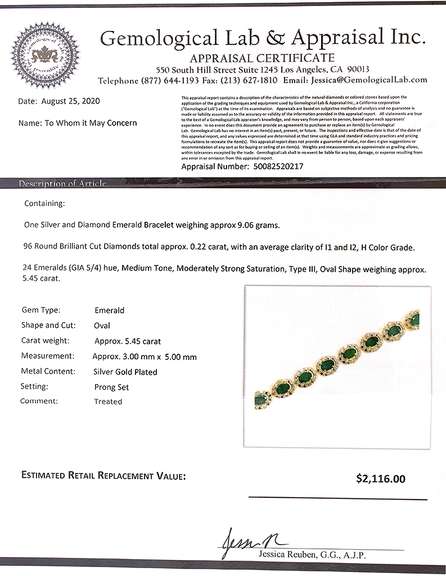 Vivacious Emerald & Diamond Bracelet in Vermeil