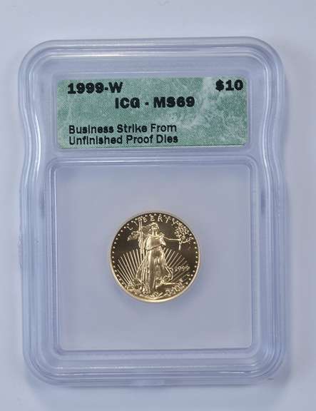 MS69 1999-W $10 American Eagle 1/4 Oz Gold Bullion Business Strike ICG