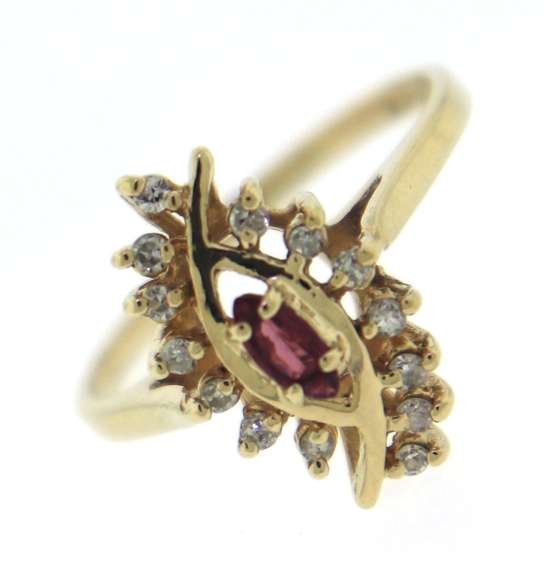 Fancy Yellow Gold Ruby and Diamond Ring