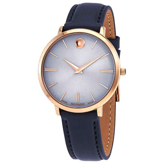Movado Pastel Blue Dial Navy Leather Ladies