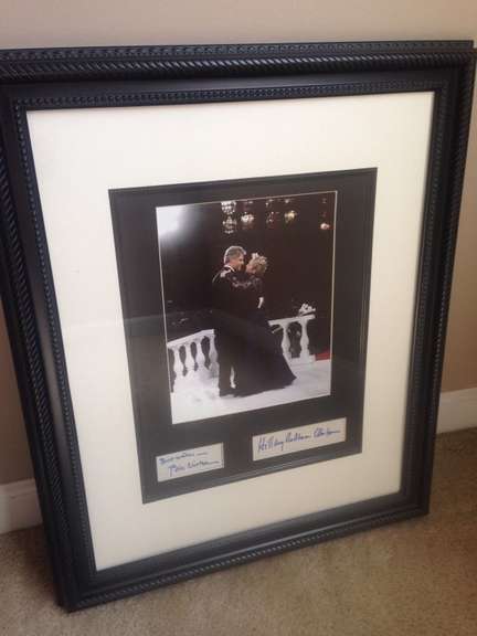 President Bill and Hillary Clinton Autographed Photo Display