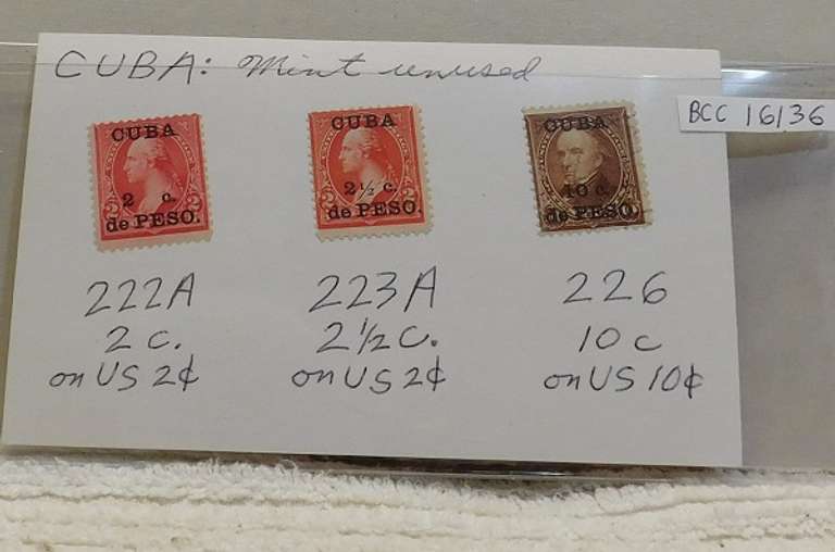 Cuba stamps, 3 ea New, Mint, 2c to 10 c