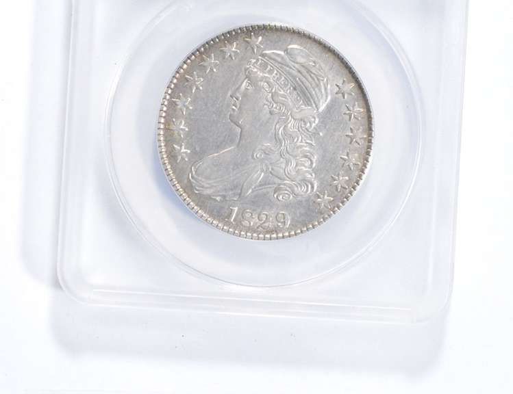 AU50 Details 1829 Capped Bust Half Dollar - O-110 - Graded ANACS
