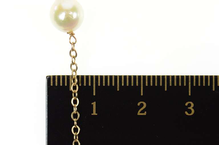 14K Yellow Gold 7.3mm Pearl Beaded Chain Link Necklace