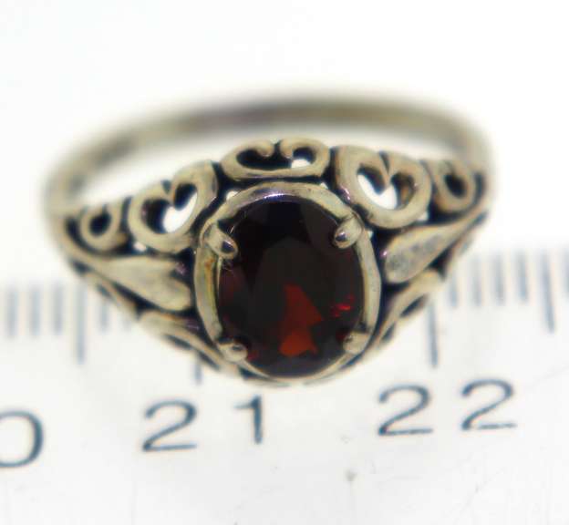 Sterling Silver Red Garnet Ring