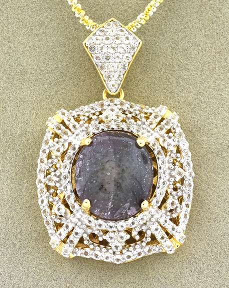 Sparkling Massive 16.53CTS Star Ruby & Topaz Necklace in Vermeil