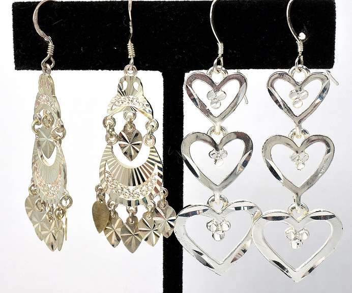 Lot of 2 Pairs of Sterling Silver Earrings