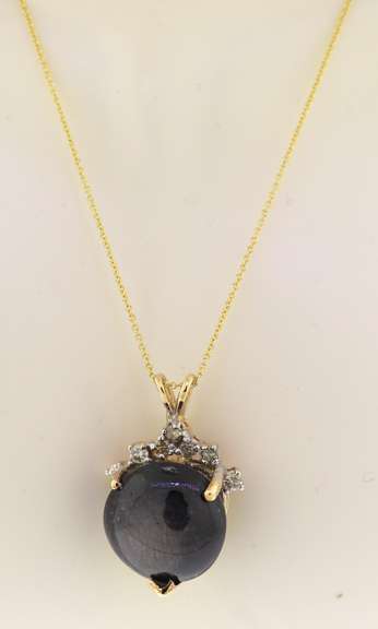 Fantastic 14kt YG Purple-Tone Sapphire with Diamond Accents Necklace