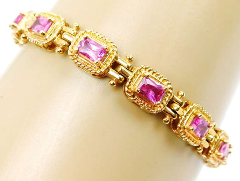 Vibrant Sterling Vermeil Pink Sapphire Bracelet