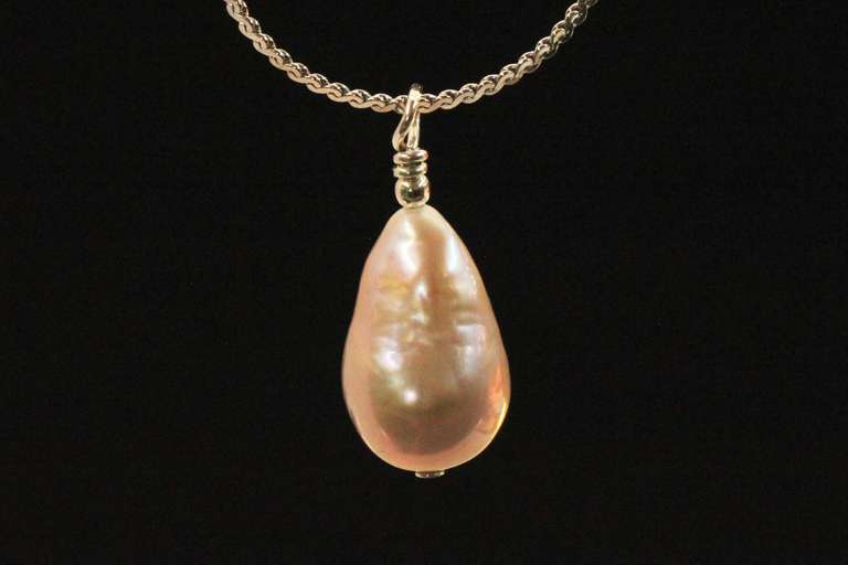Lilac Drop Pearl on Sterling Chain
