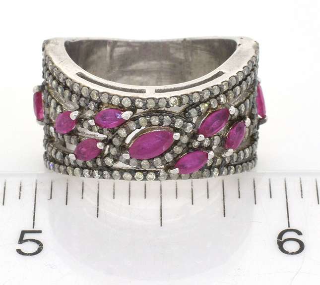 Sparkling Ruby & Diamond Ring in Sterling Silver