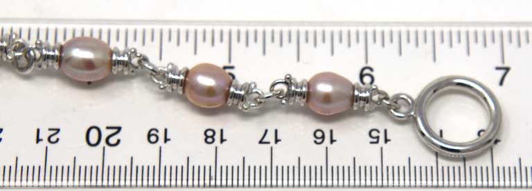 Sterling Silver Pinkish Pearl Toggle Bracelet