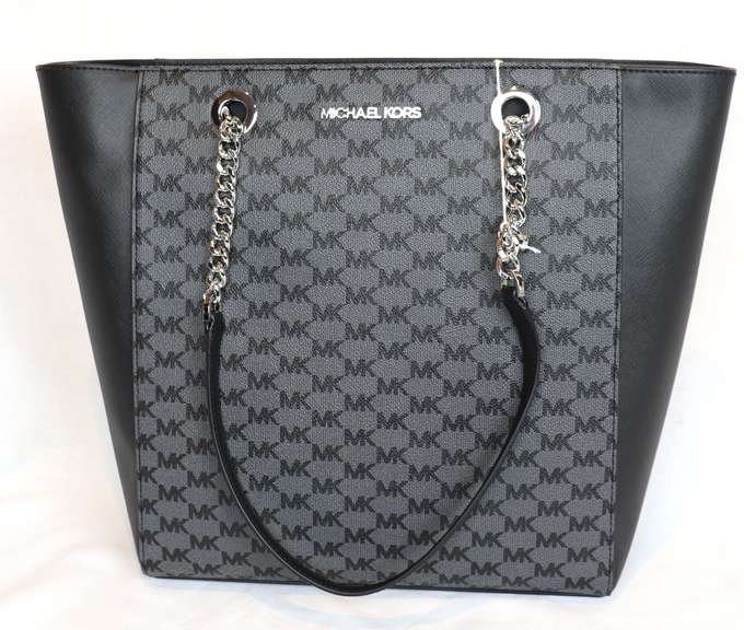 Micheal Kors Leather Trim Chain Handle Tote