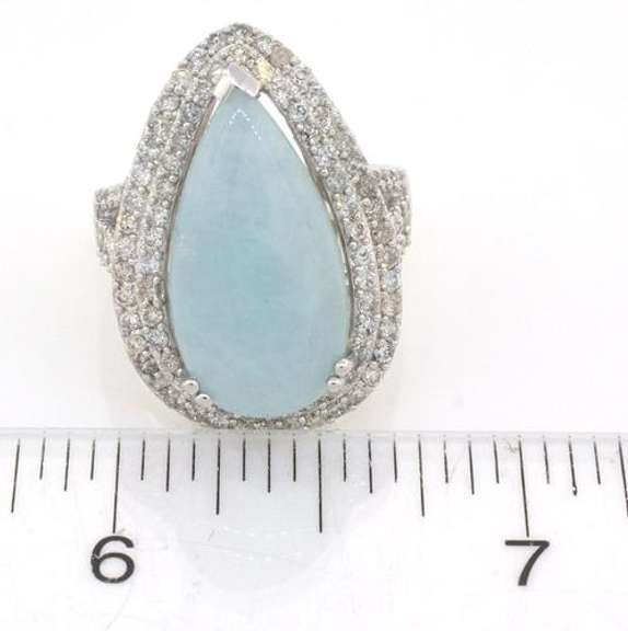 Captivating Immense 8.23CT Aquamarine & Diamond Ring in Sterling Silver