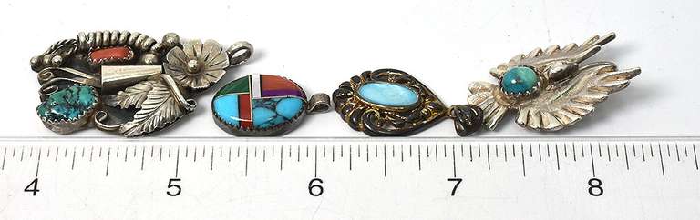 Lot of 4 American Indian Pendants in Sterling Silver