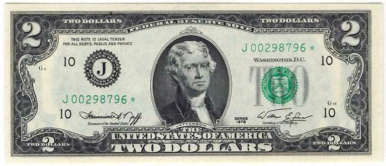 Crisp Exceptional 1976 $2 Kansas City Federal Reserve Star Note Series Key!
