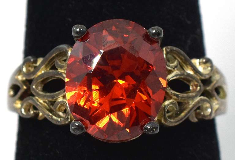 Bold Orange Stone Ring in Sterling Silver