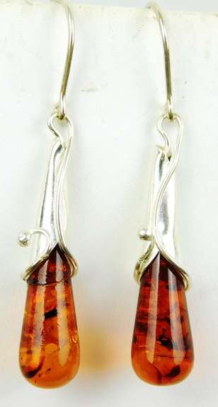 Sterling Amber Calla Lily Drop Earrings