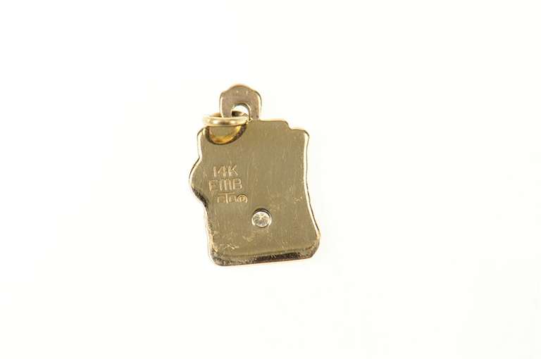 14K Yellow Gold PNB Pacific Northwest Bell Diamond Phone Charm/Pendant
