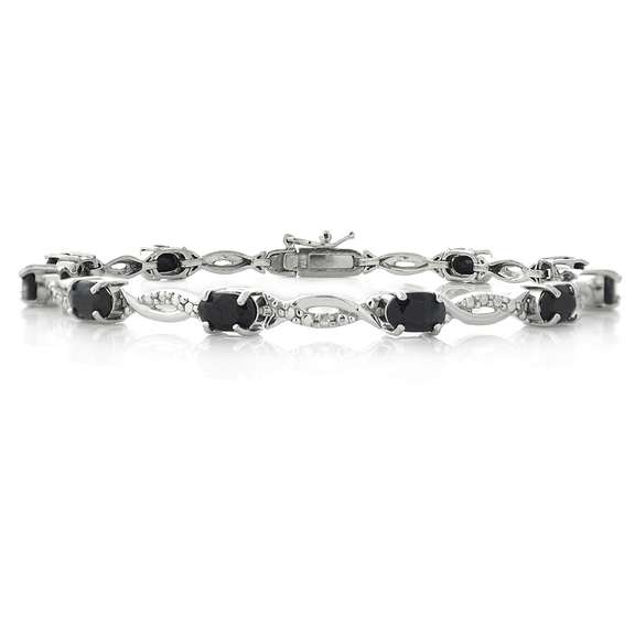 Sterling Silver 6ct Sapphire & Diamond Accent Swirl Bracelet