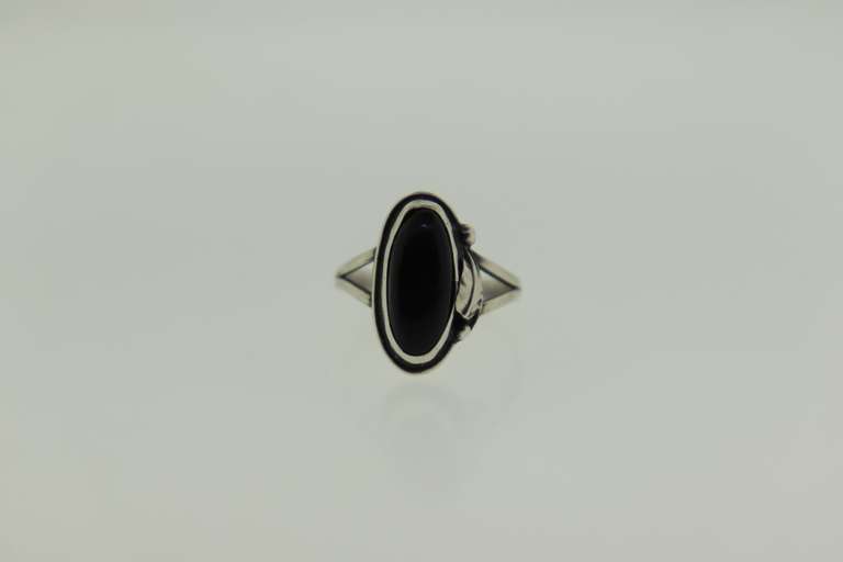 Vintage Sterling Silver Black Onyx Ring