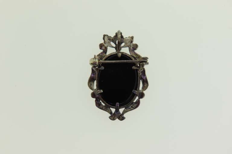Vintage Sterling Silver Cameo Brooch