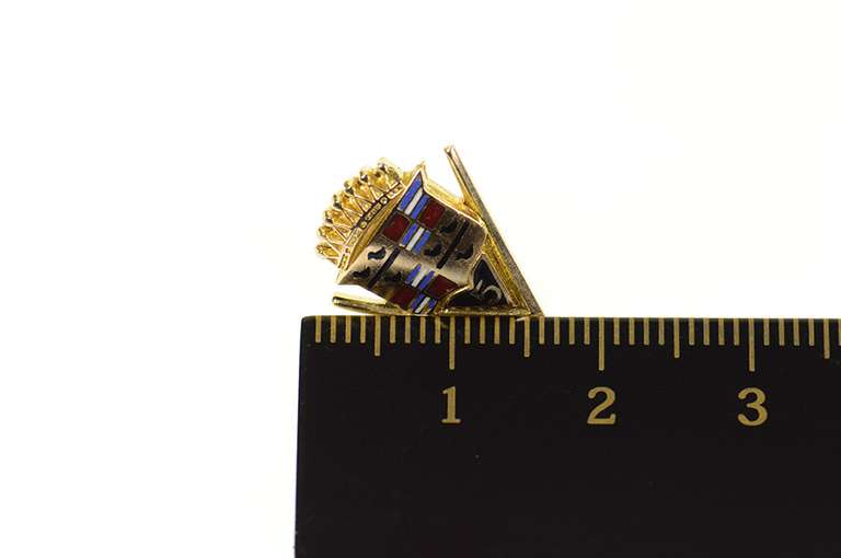 10K Yellow Gold Retro Cadillac Enamel 5 Years Lapel Pin/Brooch