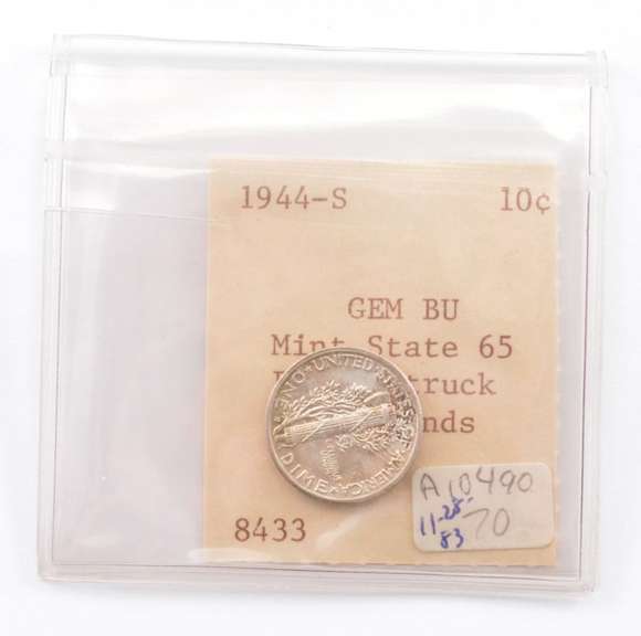 1944-S Mercury Silver Dime - Fully Struck Crossbands