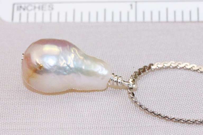 Alluring Natural Color Pearl on Sterling Chain