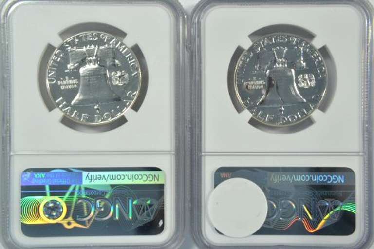 1957 & 1960 Gem PRF Franklin Half Dollars. NGC PF67