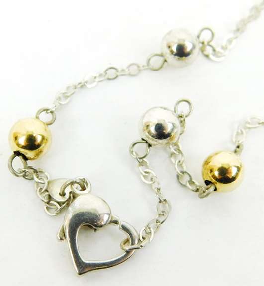 Sterling & 14K Gold Bead Necklace