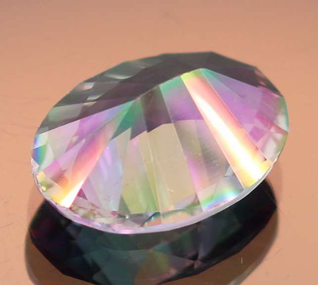 Rainbow color 6.89ct concave cut Mystic Quartz