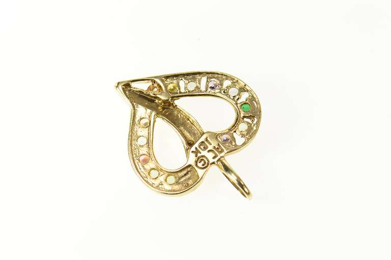 10K Yellow Gold Gem Inset Classic Heart Mother's Day Mom Charm/Pendant