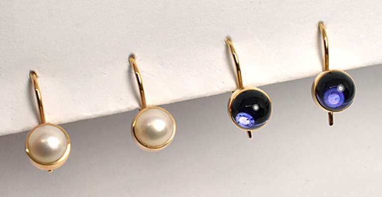 Two Pairs of Gold French Wire Earrings