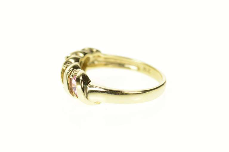 10K Yellow Gold Marquise CZ Pink Blue & Yellow Topaz Band Ring