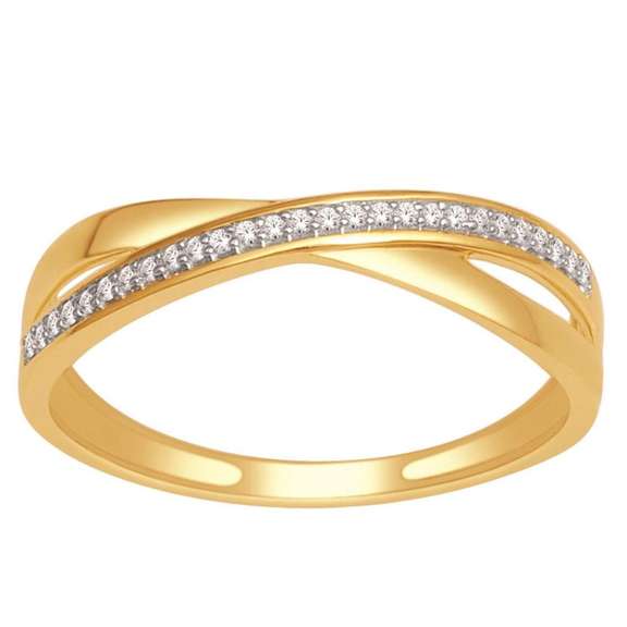 10K Yellow Gold Wedding Anniversary Band Ring 0.07cttw Diamonds Criss Cross